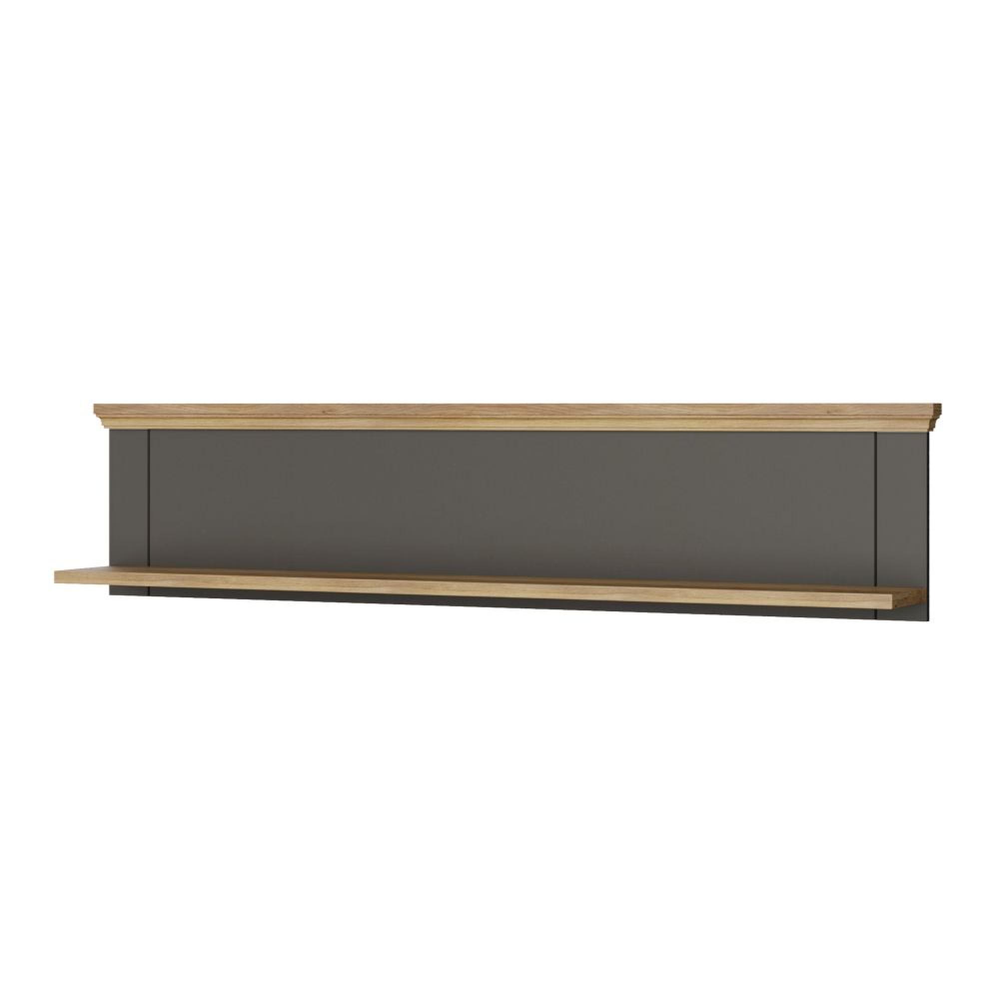 Pontypool Wall Shelf - Dark Grey and Light Oak
