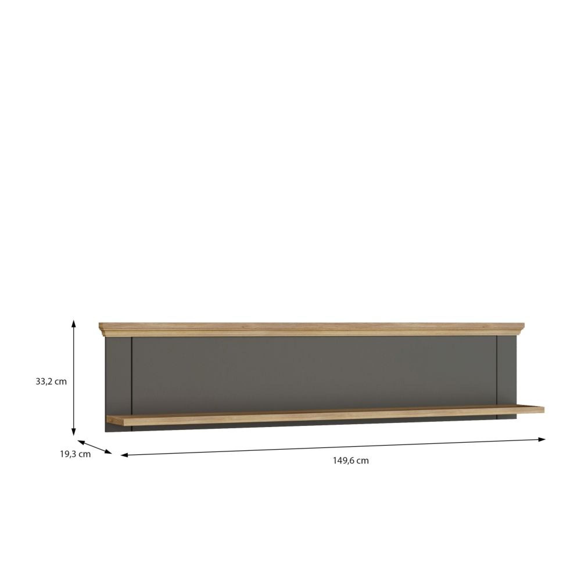 Pontypool Wall Shelf - Dark Grey and Light Oak