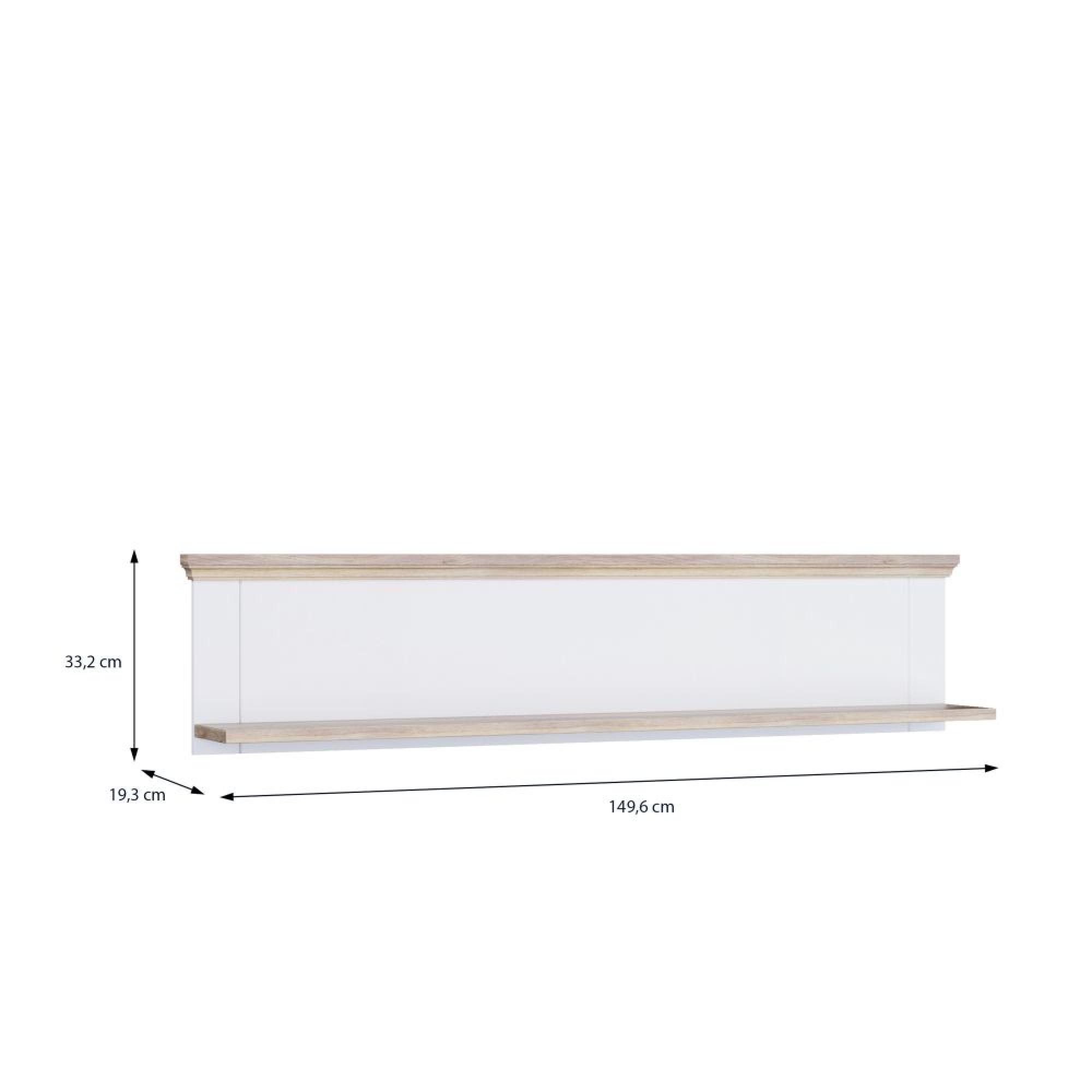 Pontypool Wall Shelf - White and Riva Oak