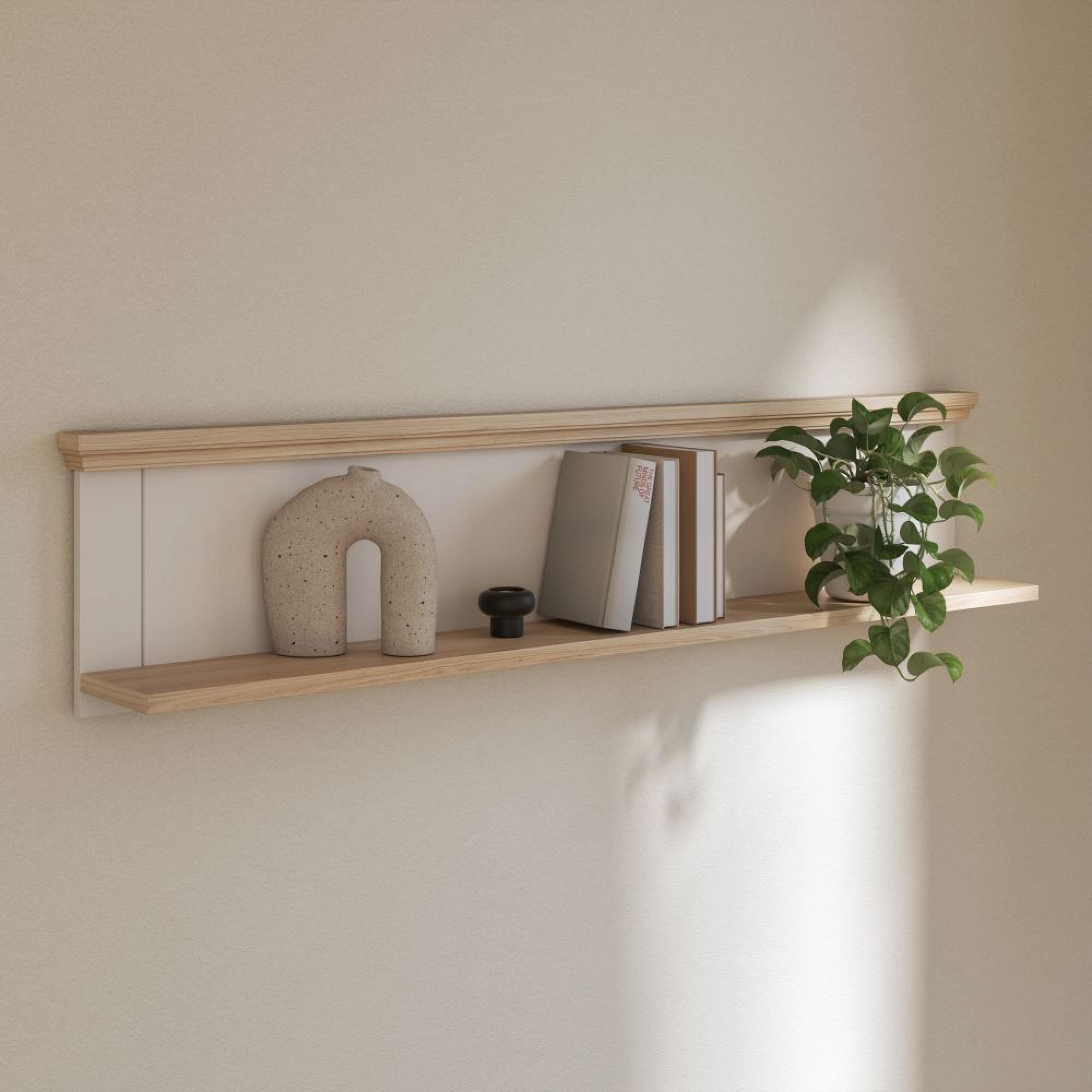 Pontypool Wall Shelf - White and Riva Oak
