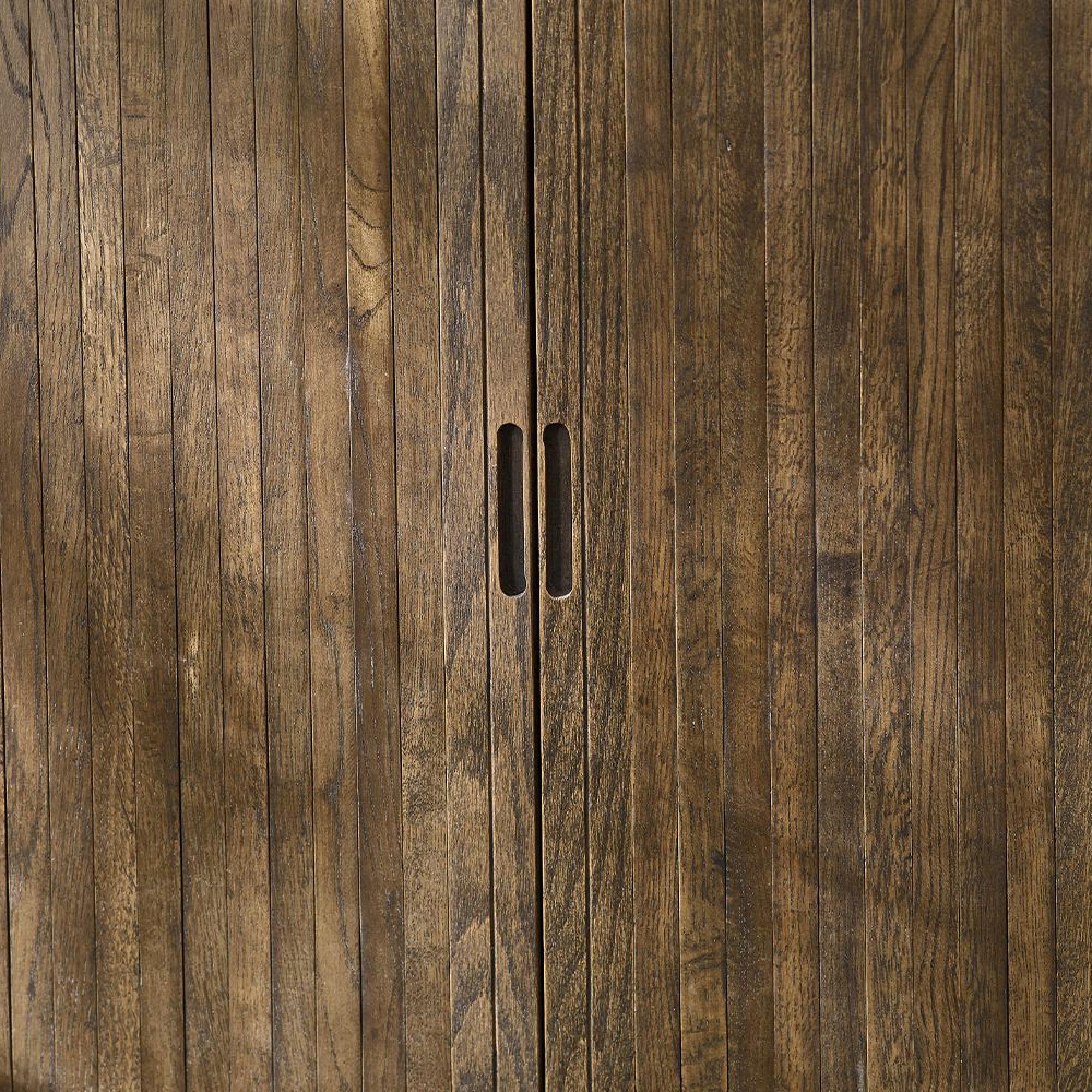 Arya Ribbed Dark Oak Wine Cabinet - 2 Door