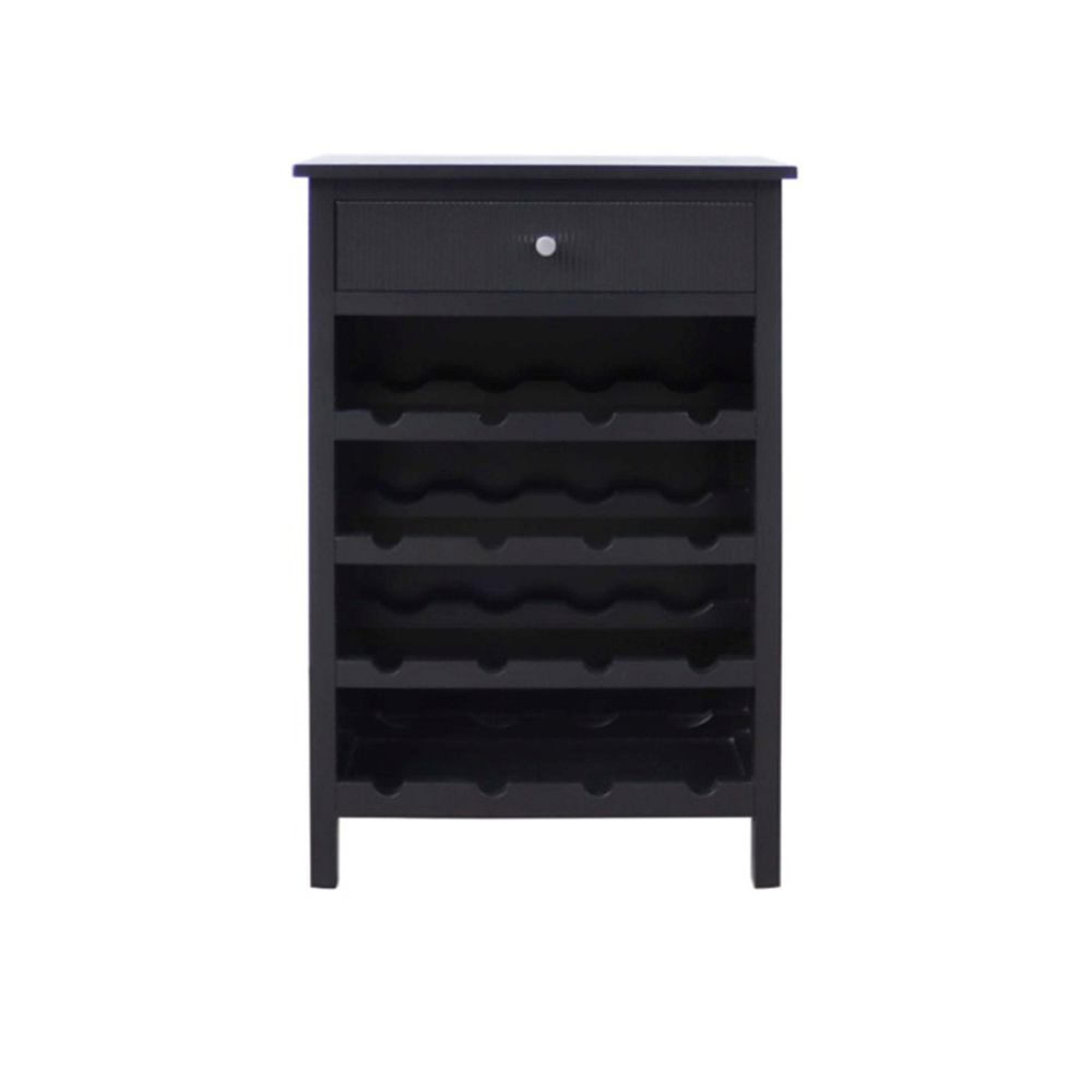 Lindon Storage Wine Cabinet - 1 Drawer - Black