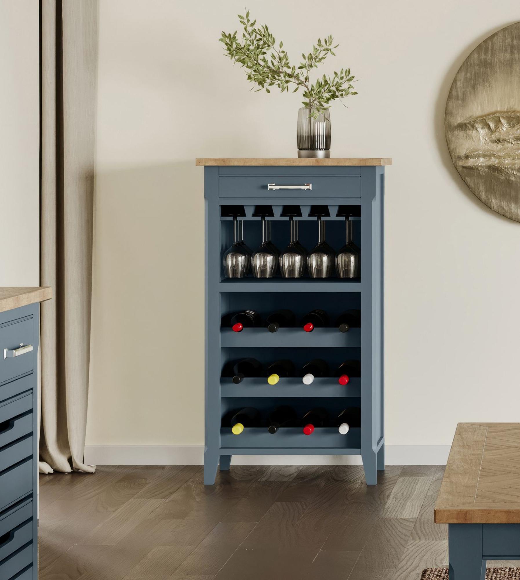 Signature Blue Wine Rack - 4 Shelf