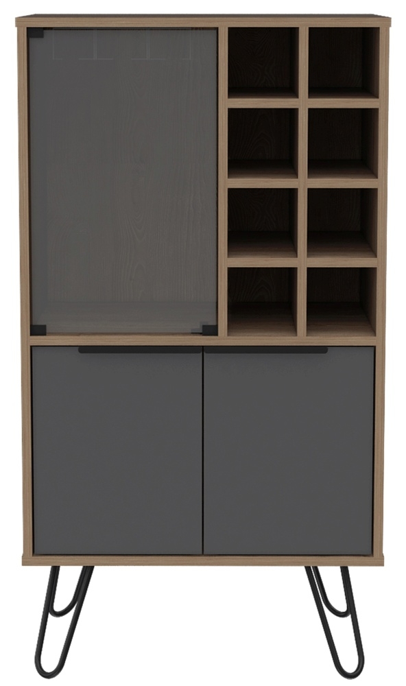 Vegas Wine Cabinet - Grey - Hairpin Legs