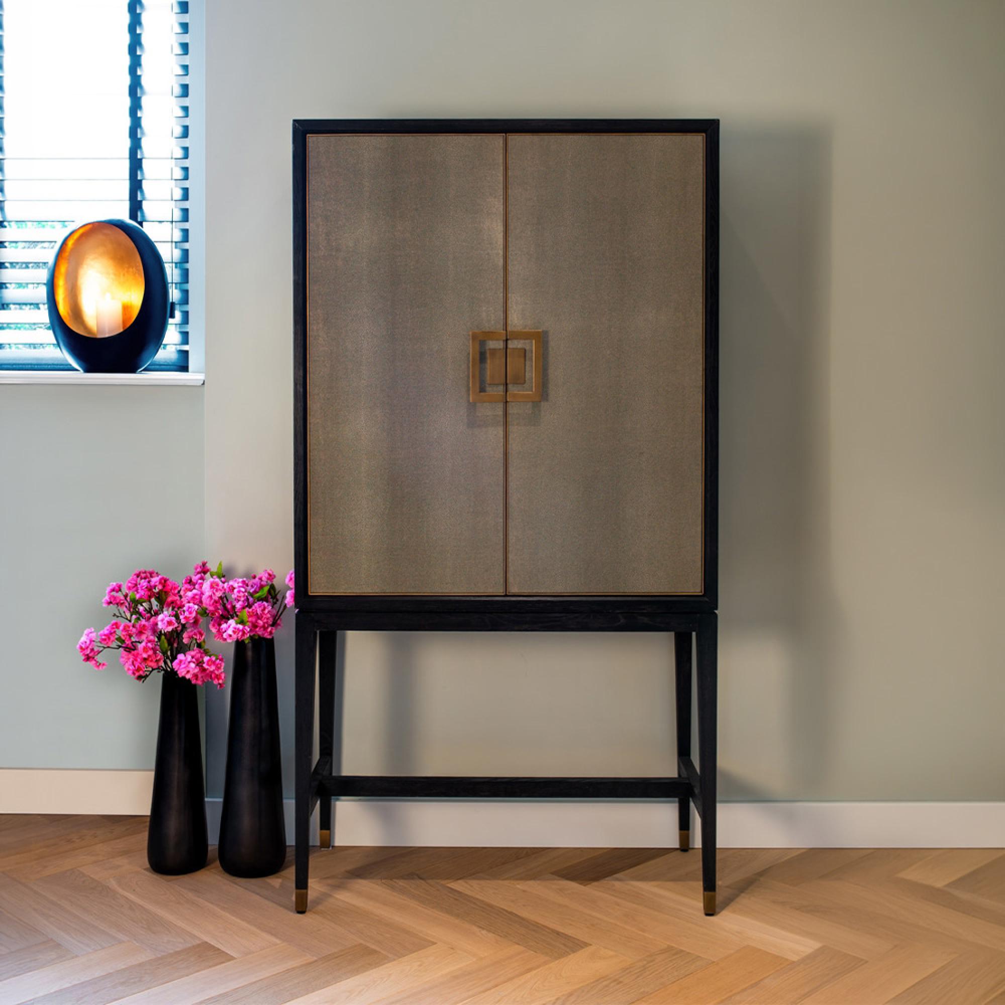 Bloomville Shagreen 2 Door Bar Cabinet