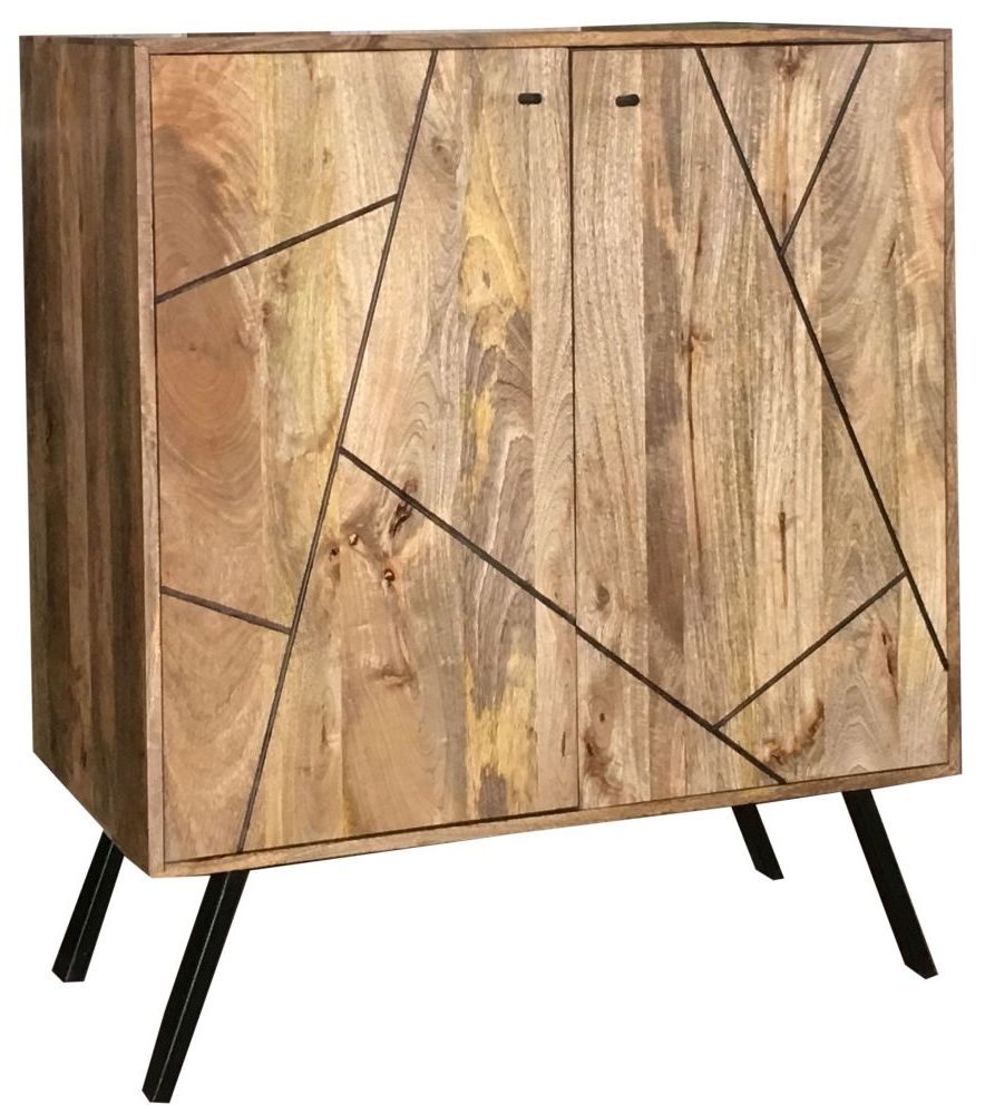 Amar Mango Wood Wine Rack with Geometric Pattern