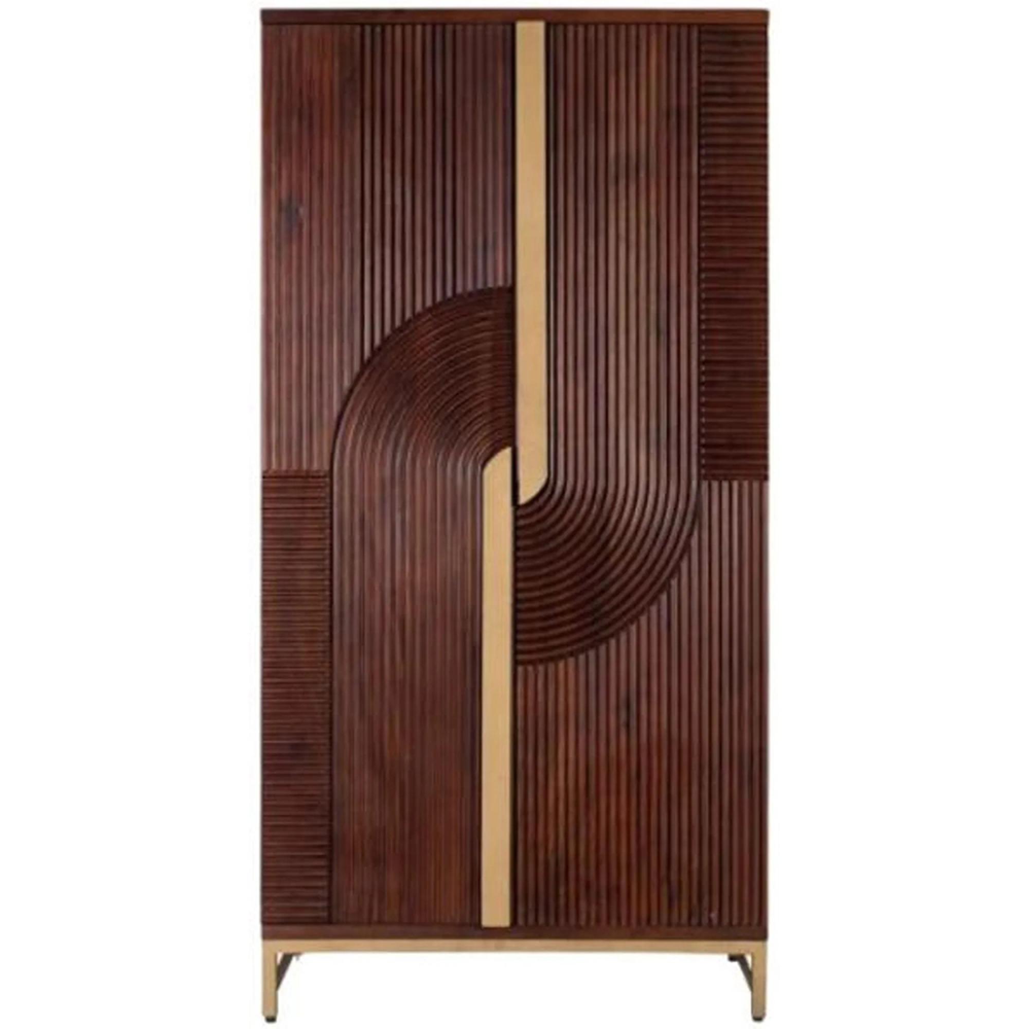 Flora Tall Bar Cabinet - 2 Door - Dark - Mango Wood