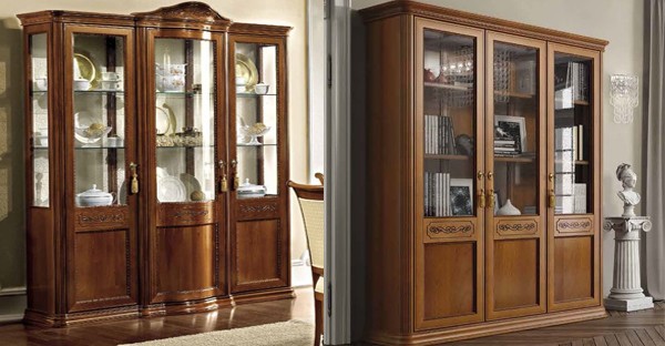 Dark walnut display sales cabinet
