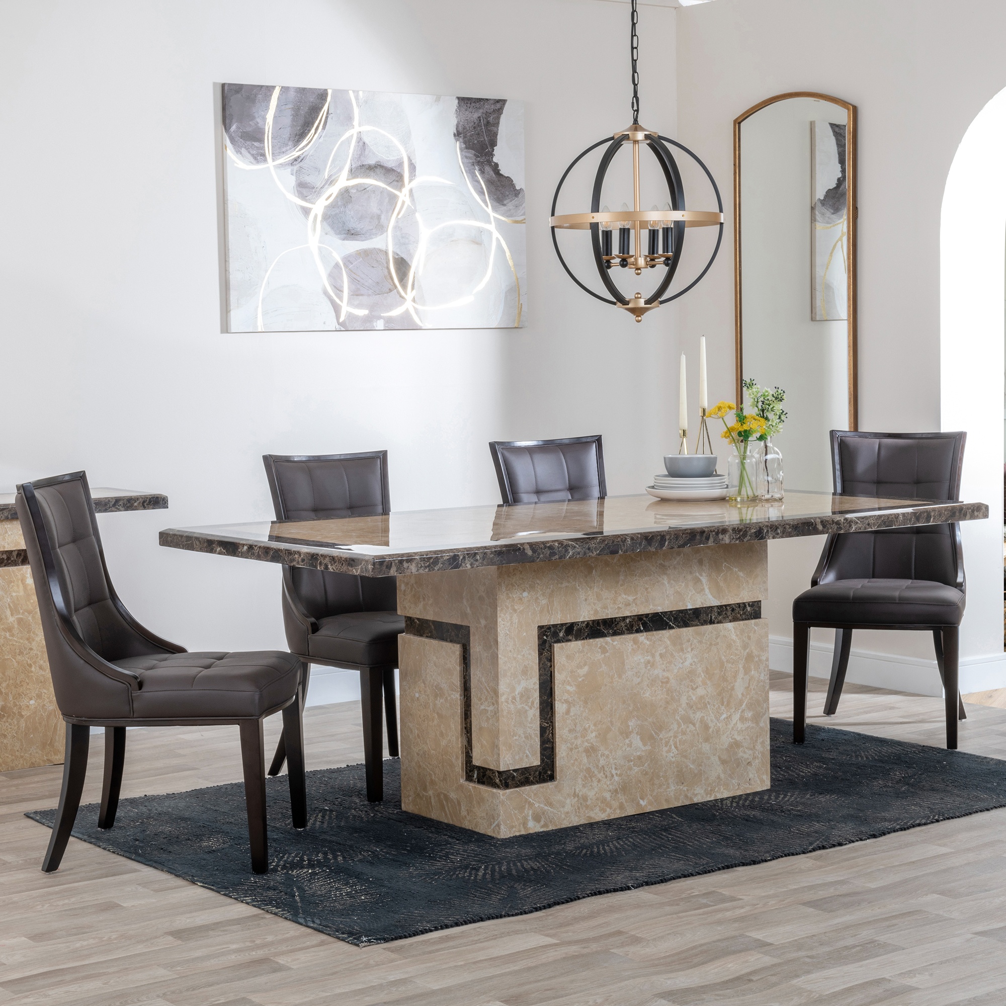 Cream Marble Dining Set