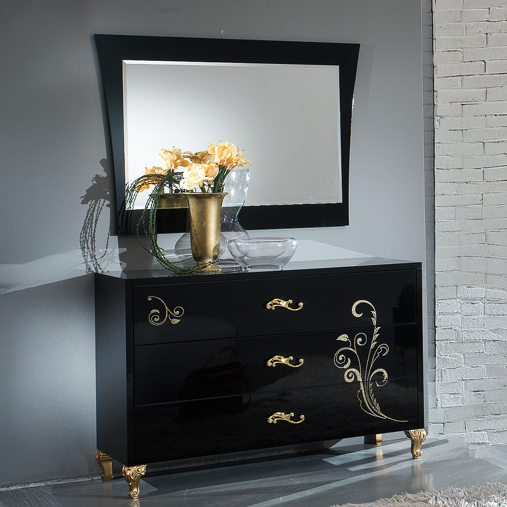 Black High Gloss Dressing Table