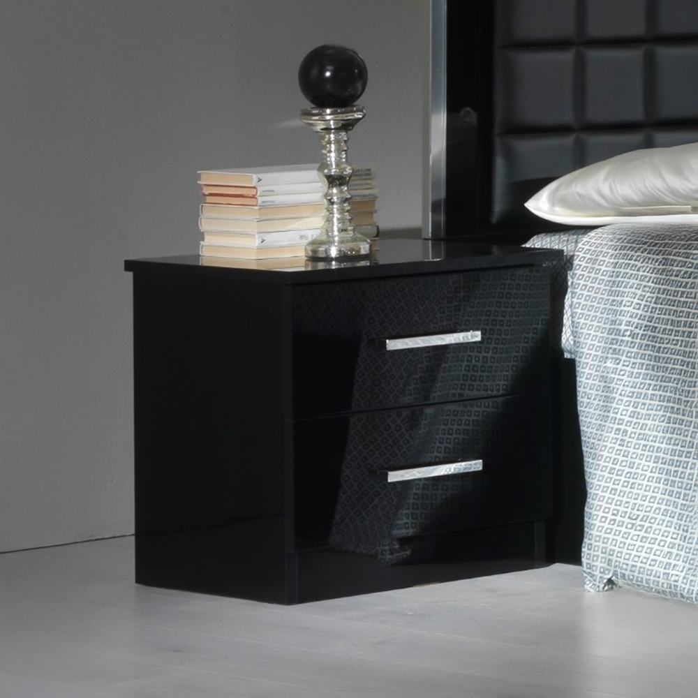 Black High Gloss Bedside Cabinet