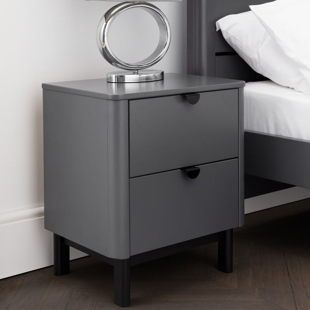 Grey High Gloss Bedside Cabinet