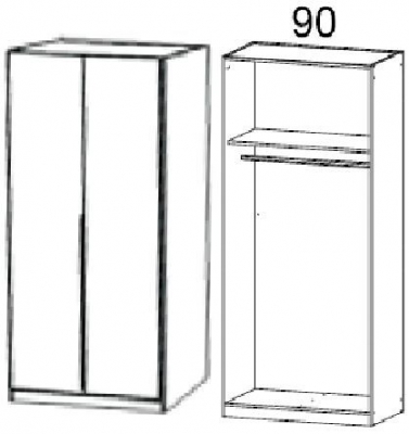 4F19 : 2 Door Wardrobe with Aluminium Color Handle