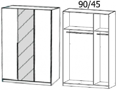 5M04 : 3 Door Wardrobe with 1 Mirror Door and Aluminium Color Handle