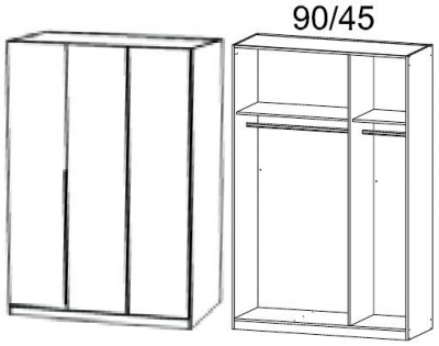 4772 : 3 Door Wardrobe with Aluminium Color Handle