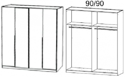 4203 : 4 Door Wardrobe with Aluminium Color Handle