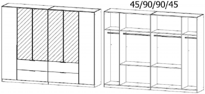 5398 : 6 Door 4 Drawer Combi Wardrobe with 4 Mirror Door and Aluminium Color Handle