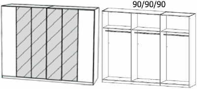 5M17 : 6 Door Wardrobe with 4 Mirror Door and Aluminium Color Handle