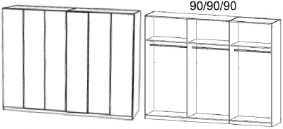 4F30 : 6 Door Wardrobe with Aluminium Color Handle