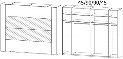 5SD4 : 2 Door Sliding Wardrobe with Color Front Frame and Middle Door Section Mirror wih Aluminium Color Handle Strip