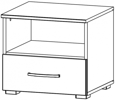 63N0 : 1 Drawer 1 Niche Narrow Bedside Cabinet - Decor Front