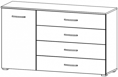 683G : 1 Left Door Hinged 4 Drawer Combi Chest - Glass Front