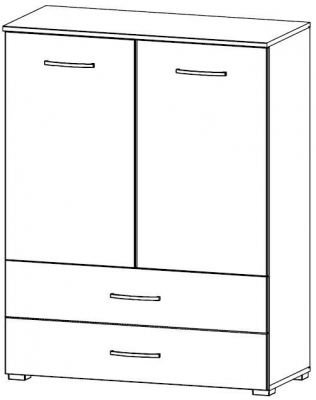6G39 : 2 Door 2 Drawer Combi Chest - Glass Front