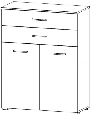 6G40 : 2 Door 2 Drawer Combi Chest - Glass Front