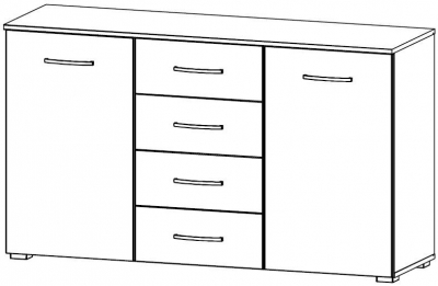 675F : 2 Door 4 Drawer Combi Chest - Decor Front