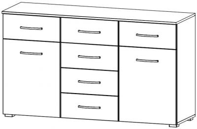 683D : 2 Door 6 Drawer Combi Chest - Glass Front