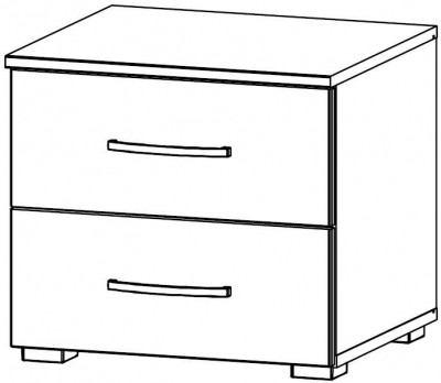 671A : 2 Drawer Bedside Cabinet - Glass Front
