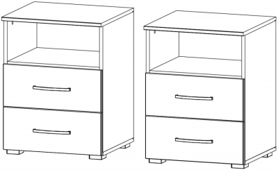 6GP8 : 2x2 Drawer 1 Niche Narrow Bedside Cabinet - Glass Front