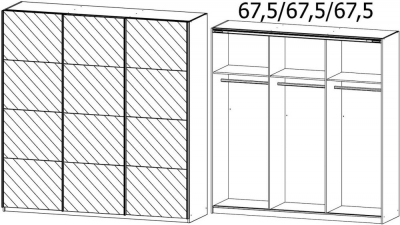 50S0 : 3 Mirror Door Sliding Wardrobe with Aluminium Color Handle Strips