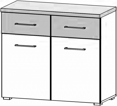 67H7 : 2 Door 2 Drawer Cupboard - High Polish Front