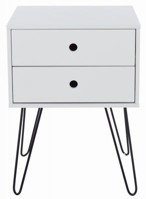 Option White Telford Bedside Cabinet with Hairpin Legs