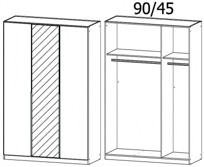 5M04 - 3 Door 1 Mirror Wardrobe