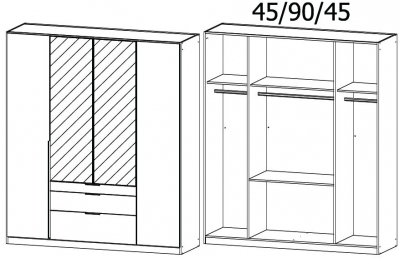 0047 - 4 Door 2 Mirror 3 Drawer Wardrobe
