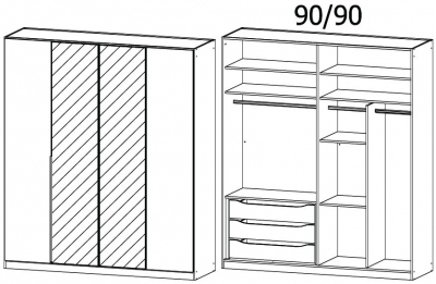 0AC4 - 4 Door 2 Mirror Wardrobe