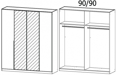 5M06 - 4 Door 2 Mirror Wardrobe