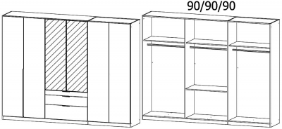 0051 - 6 Door 2 Mirror 3 Drawer Wardrobe