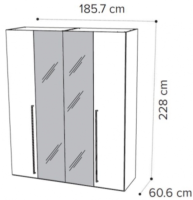 4 Door 2 Mirror Wardrobe