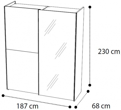 2 Door 1 Mirror Sliding Wardrobe