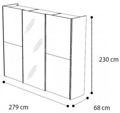 3 Door 1 Mirror Sliding Wardrobe