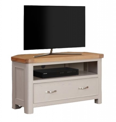 Clarion Oak and Grey Painted Corner TV Unit