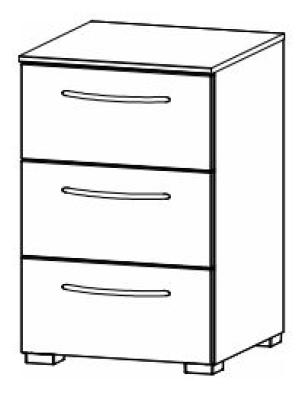 6D35 : 3 Drawer Bedside Cabinet with Color Front