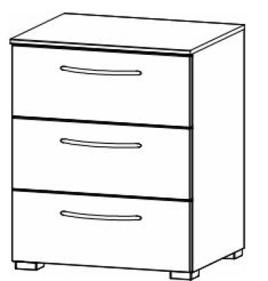 6D36 : 3 Drawer Wide Bedside Cabinet with Color Front