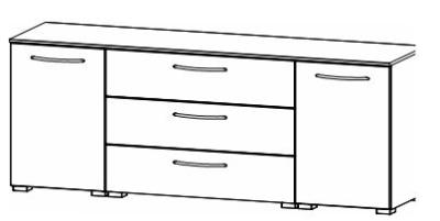 6D84 : 2 Door 2 Shelves 3 Drawer Combi Chest with Color Front
