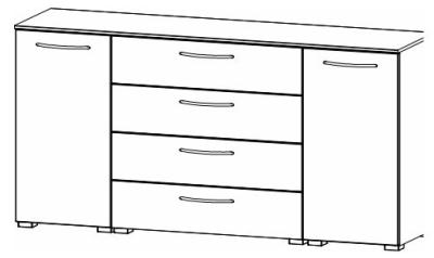 6D88 : 2 Door 4 Shelves 4 Large Wide Drawer Combi Chest with Color Front