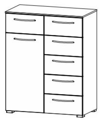 6DB4 : 1 Left Door 6 Drawer Combi Chest with Color Front