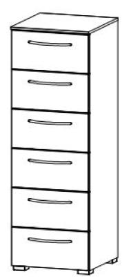 7D11 : 6 Drawer Chest with Color Front